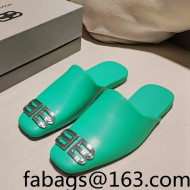 Balenciaga BB Lambskin Flat Mules Green 2021 19