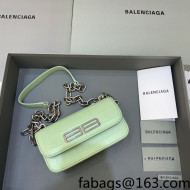 Balenciaga Gossip XS Bag With Chain in Light Green Extra Supple Crocodile Embossed Calfskin 2021