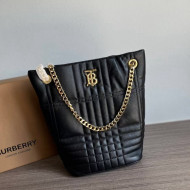 Burberry Small Quilted Lambskin Lola Bucket Bag Black 2022 804623