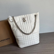 Burberry Small Quilted Lambskin Lola Bucket Bag White 2022 804623