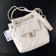 Chanel Duma Grained Calfskin Pocket Bucket Bag AS2808 White 2021