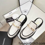 Chanel Shiny Calfskin Mules G37430 White 2022 