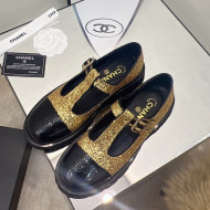 Chanel Sequins Loafers with Buckle Gold 2022 06