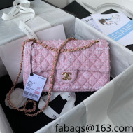 Chanel Tweed Medium Flap Bag A01112 Light Pink/White 2022