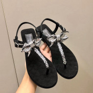 Chanel Grosgrain Flat Thong Sandals G38853 Black 2022