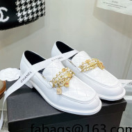 Chanel Lambskin Loafers with Lock Chain G38922 White 2022