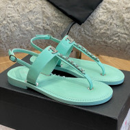 Chanel Patent Calfskin Flat Sandals G38221 Light Blue 2022