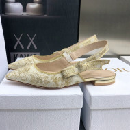 Dior J'Adior Slingback Ballerina Flat in Quake Oblique Embroidery White/Gold 2022