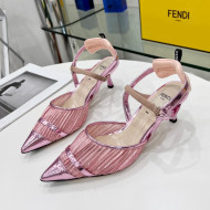 Fendi Colibrì Pleated High Heel Slingback Pumps 5.5cm Pink 2022