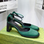 Gucci Silk High Heel Pumps 8.5cm Green 2022 030704