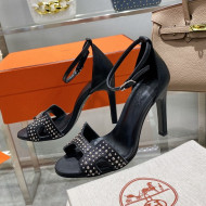 Hermes Premiere Studded Leather High Heel cm Sandals Black 2022 07