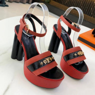 Louis Vuitton Podium Monogram Studs Platform Sandal Red 2021