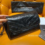 Saint Laurent Niki Body Belt Bag in Waxed Crinkled Vintage Leather 577124 Black 2020