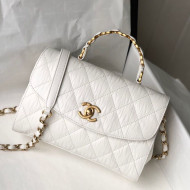 Chanel Crumpled Lambskin Small Flap Bag with Top Handle AS2478 White 2021