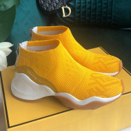 Fendi FFluid Knit Jacquard Zip Sneakers Yellow 2019