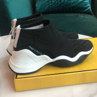 Fendi FFluid Knit Jacquard Zip Sneakers Black 2019