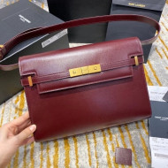 Saint Laurent Manhattan Shoulder Bag in Smooth Shiny Leather 579271 Burgundy 2020