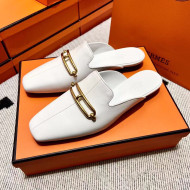 Hermes Esmee Mule with Iconic Roulis Buckle White 2022（Handmade）