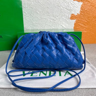 Bottega Veneta The Mini Pouch Crossbody Bag in Woven Lambskin in Cobalt Blue 2022