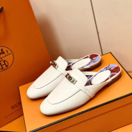 Hermes Oz Mule in Smooth Calfskin with Iconic Kelly Buckle White 01 2022(Handmade)