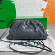 Bottega Veneta The Mini Pouch Crossbody Bag in Woven Lambskin in Thunder Grey 2022