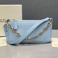 By Far Mini Rachel Blue Lizard Embossed Leather Bag 2020