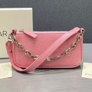 By Far Mini Rachel Pink Lizard Embossed Leather Bag 2020