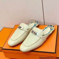 Hermes Oz Mule in Smooth Calfskin with Iconic Kelly Buckle Off-white 20 2022(Handmade)