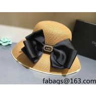 Dior Staw Bucket Hat with Maxi Bow Khaki 2021