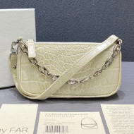 By Far Mini Rachel Cream White Croco Embossed Bag 2020