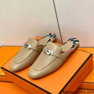 Hermes Oz Mule in Smooth Calfskin with Iconic Kelly Buckle Khaki 34 2022(Handmade)