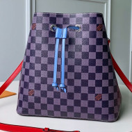 Louis Vuitton NéoNoé Bucket Bag in Damier Azur Canvas Black 2019