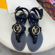 Louis Vuitton Faro Flat LV Circle Thong Sandals Black 2021