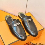 Hermes Oz Mule in Smooth Calfskin with Iconic Kelly Buckle Black 41 2022(Handmade)