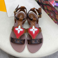 Louis Vuitton Faro Flat Heart Thong Sandals Brown 2021