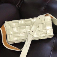 Bottega Veneta Waxed Leather Maxi-Woven Belt Bag/Crossbody Bag White 2020