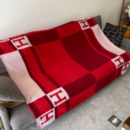 Hermes Striped Wool Blanket 135x170cm Red 2021