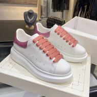 Alexander Mcqueen White Silky Calfskin Sneaker Coral Pink 2020 (For Women and Men)