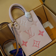 Louis Vuitton Gradient Monogram Leather Petit Sac Plat  Mini Bucket M80449 Pink 2021