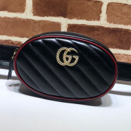 Gucci GG Diagonal Marmont Leather Belt Bag 476434 Black 2019