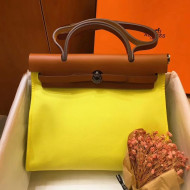 Hermes Herbag 31cm PM Double-Canvas Shoulder Bag Neon Yellow