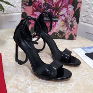 Dolce&Gabbana Patent Leather Sandals with DG Heel 10.5cm All Black 2021