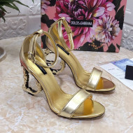 Dolce&Gabbana Metallic Leather Sandals with DG Heel 10.5cm Gold 2021