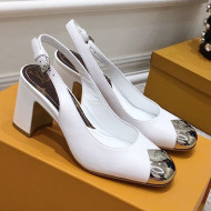 Louis Vuitton Louise Calfskin Slingback Pumps White 2021