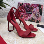 Dolce&Gabbana Matte Calfskin Sandals with DG Heel 10.5cm All Red 2021