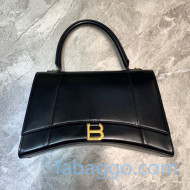 Balenciaga Hourglass Large Top Handle Bag in Shiny Box Calfskin Black/Gold 2020