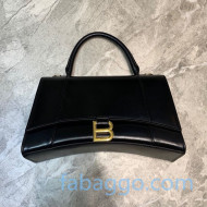 Balenciaga Hourglass Medium Top Handle Bag in Shiny Box Calfskin Black/Gold 2020