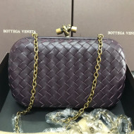 Bottega Veneta Knot Woven Lambskin Clutch with Chain Grey 02 2019