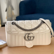 Gucci GG Marmont Geometric Leather Small Shoulder Bag 443497 White 2021