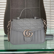 Gucci GG Marmont Geometric Leather Mini Top Handle Bag 583571 Dark Grey 2021